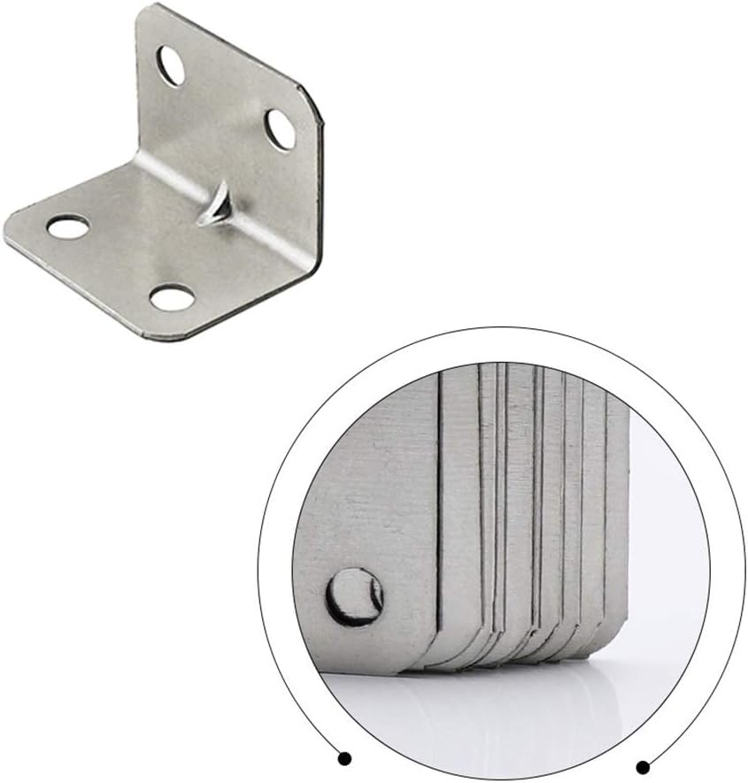 Caremore Corner Brackets Stainless Steel L Brackets,20-Pack, Heavy Duty Corner Braces for Furniture and Shelving(40mm*40mm*40mm) - Image 3