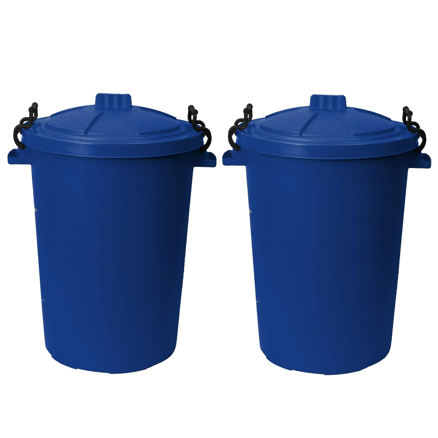 (𝐒𝐞𝐭 𝐎𝐟 𝟐) 50l Bin Clip Lock Storage Bin Large Dust Bin Food Grade Heavy Duty Plastic Kitchen Bin Waste Rubbish | Garden Compost Animal Feeding Bin - Made in UK. (Blue, Blue) — image 1