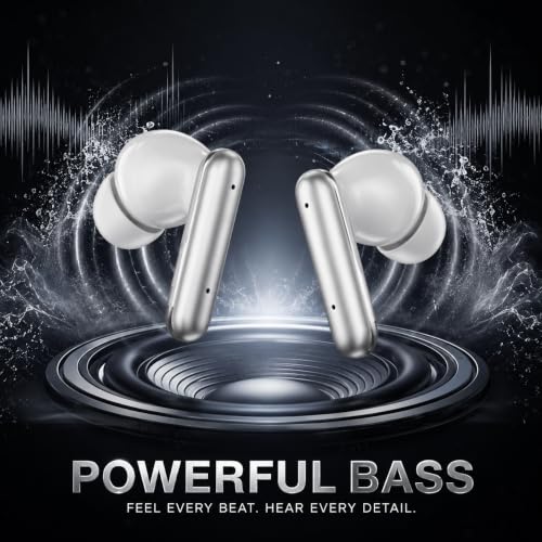 Image of Air Pro True Wireless Bluetooth Earbuds with 32H Playtime, Bluetooth 5.3, ENC HD Mic, Deep Bass, Type-C Fast Charging, Touch Control, Voice Assistant Support for Android & iOS - White