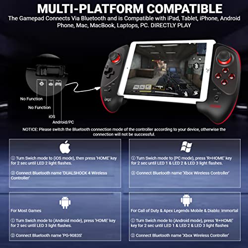 Arvin Gaming Controller For Ipad/Ipad Mini/Ipad Air, Iphone 14/13/12/11, Ios, Tablet Android Gamepad For Samsung Galaxy Tab, Huawei Matepad, Yoga Tab[Within 5-11 Inch] Pc Game Joystick For Cod, Steam #TOP1