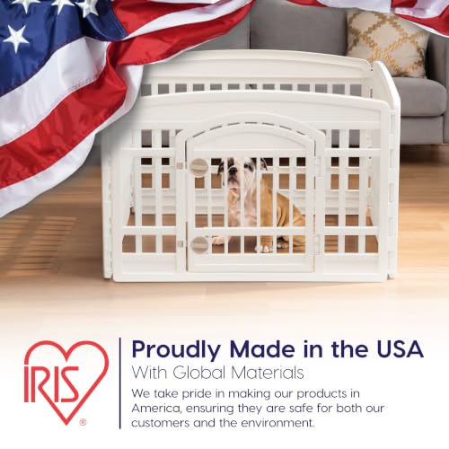 IRIS USA 24" Dog Playpen with Door, 4-Panel Pet Enclosure for Small Dogs, White - image 3