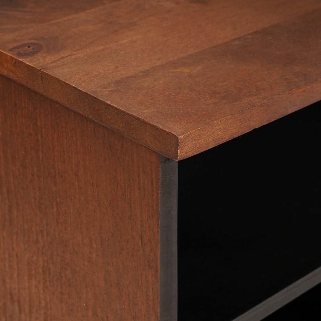 Mobile TV con mensola in legno di mango massiccio, marrone, 100 x 33,5 x 46 cm, con cassetto e vano portaoggetti, per soggiorno, console multimediale e rack HiFi