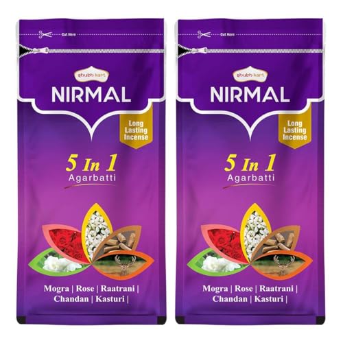 See full amazon price history chart for Shubhkart Nirmal 5 in 1 Agarbatti Zipper Pack 150grams for Puja & Meditation - 22.86cm Long Incense Sticks for Puja | Rose, Mogra, Chandan, Kasturi & Raatrani Fragrance | Charcoal Free (Pack of 2) Shubhkart Nirmal 5 in 1 Agarbatti Zipper Pack 150grams for Puja & Meditation - 22.86cm Long Incense Sticks for Puja | Rose, Mogra, Chandan, Kasturi & Raatrani Fragrance | Charcoal Free (Pack of 2) (B0B9MSBN4C) Amazon Price History, Amazon Price Tracker