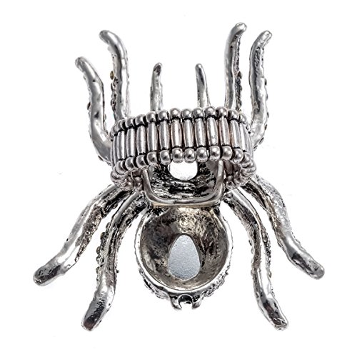 Yacq Women's Spider Stretch Rings Fit Finger Size 6.5 To 9 - Elastic Soft Band Perfect For Arthritis - Silk Scarf Holders - Lead & Nickle Free - 2-1/4 X 2-1/4 Inches - Halloween Costume Accessories #TOP2