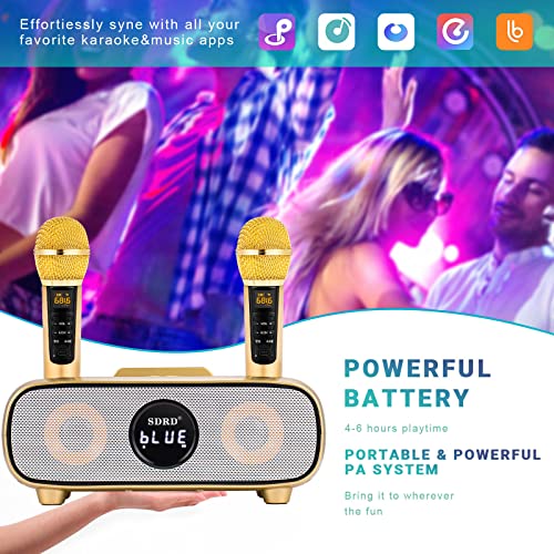 Karaoke Machine For Adults And Kids,Portable Bluetooth 2 Wireless Karaoke Microphone With Holder/Usb/Tf Card/Aux-In, Pa Speaker System For Home Party, Picnic,Car,Outdoor/Indoor #TOP3