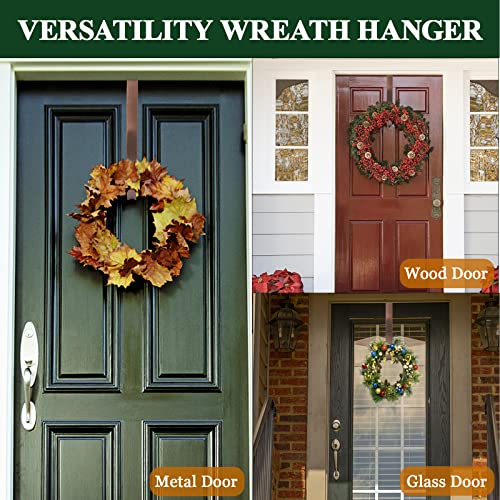 Image of ZMCINER Wreath Hanger for Front Door, Adjustable Wreath Hanger from 15 to 25 Inches, 20 lbs Larger Door Upgrade Christmas Fall Wreaths Decorations Hook (Bronze)