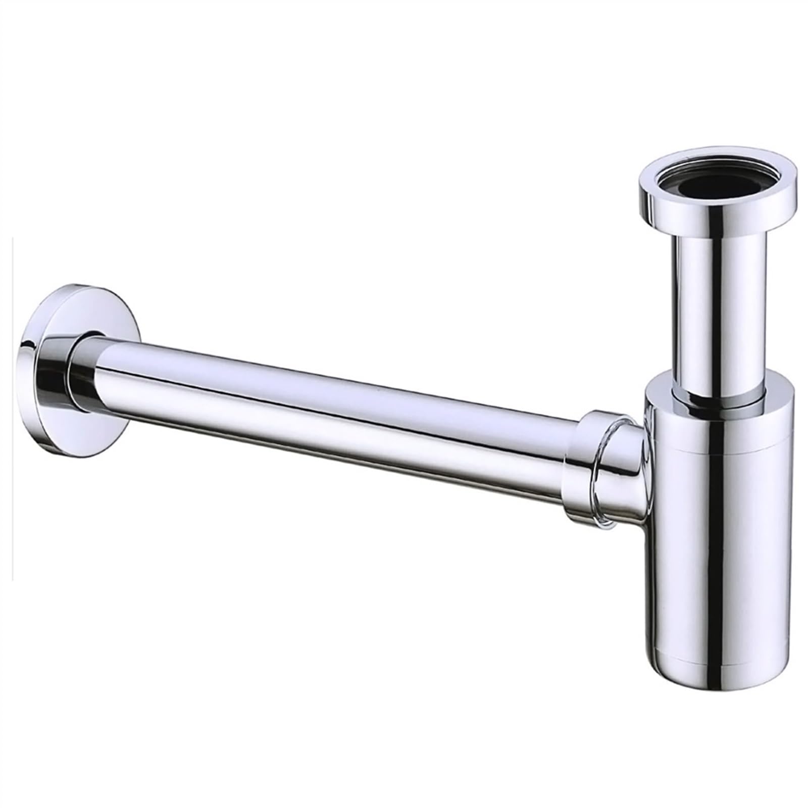 Lavabo sifónico Lavabo de baño, Botella Redonda, Kit de Drenaje con Trampa en P, tubería de desagüe cromada, sifón de latón Macizo antiolor.