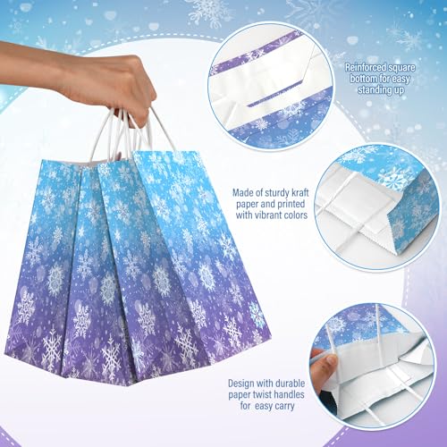 24 Pcs Winter Snowflake Kraft Bags