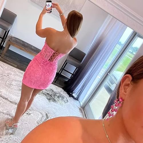 Noras dress Strapless Tight Homecoming Dresses for Teens Short 2025 Lace Appliques Cocktail Party Dress NB2502