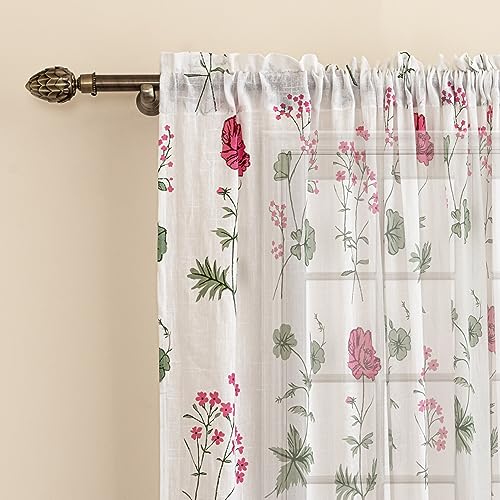 Image of HOMEMONDE Sheer Printed Curtain 5 Feet Window - Light Filtering Transparent Panels for Home Decoration, Pack of 1 - (Top Style - Rod Pocket)