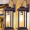 Roravilila Dusk to Dawn Outdoor Wall Sconces Bronze 2-Pack 17 Inch Large, IP65 Waterproof Exterior Light Fixtures Porch Lights Brown with Clear Tempered Glass E26 Outdoor Light Fixture Anti-Rust
