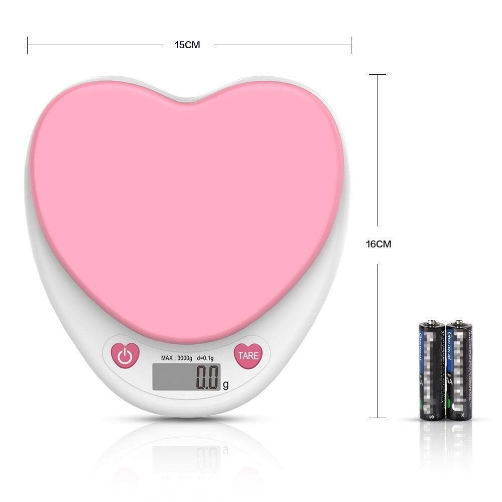 Báscula electrónica de Cocina, báscula de joyería de Alta precisión de 0,1g, horneado de Alimentos, minipesaje en Forma de corazón for Hornear Hierbas medicinales, gramo