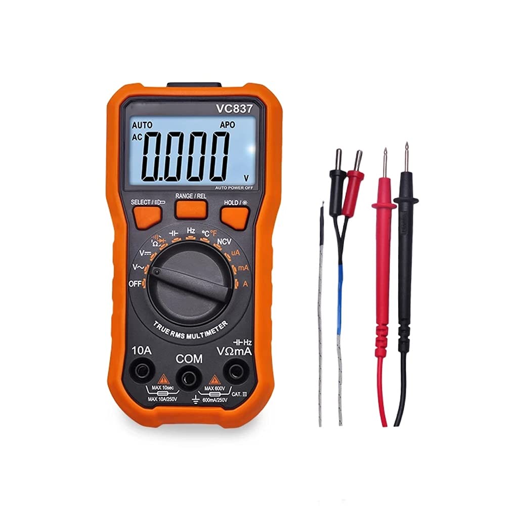 Portable Digital Multimeter 600V 10A True RMS Auto Range Capacitance Resistance NCV Diode Frequency Duty Cycle Data Hold