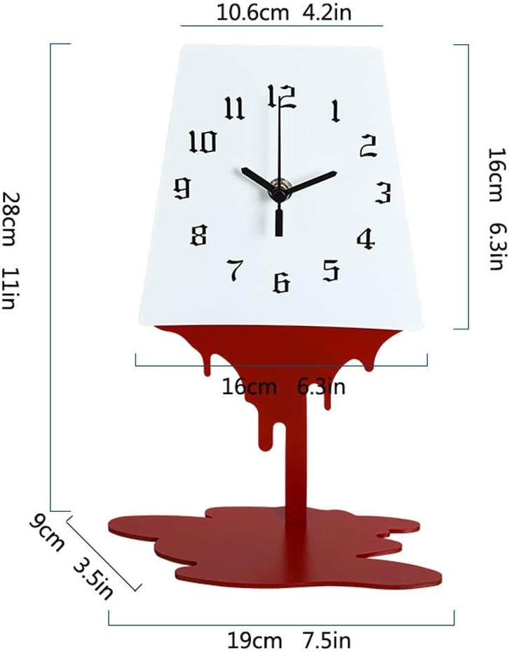 Abstract Art Table Clock Living Room Decoration Metal Table Clock Simple Personality Ornaments Without Clock Frame Desktop Mute Clock Red Blue Table Clock (Color : A)