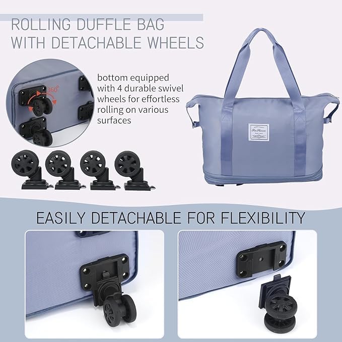 Image of TEKCOOL Duffel Trolley Bags for Travel,Luggage Bags for Travel,Rolling Duffle Bag with Wheels,Travel Bags for Luggage Trolley,Expandable Foldable Duffle Bag with Wheels - Blue';