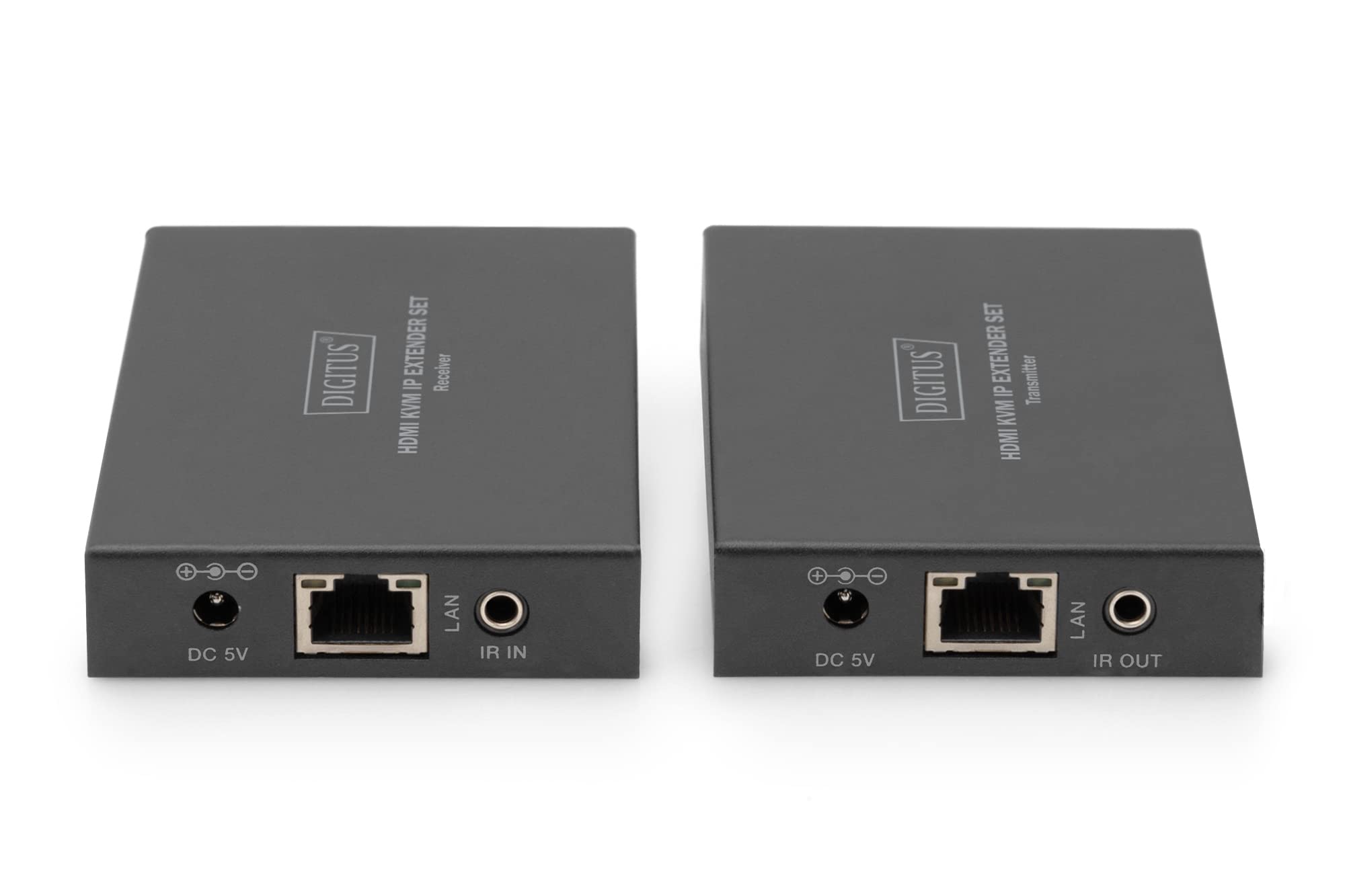 DIGITUS HDMI KVM IP Extender Set | bis 150 m Reichweite – USB 1.1, HDMI 1.4, HDCP 1.4 – Anschluss von Maus und Tastatur – Patchkabel ab CAT 5e
