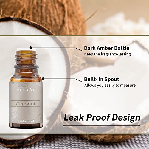 Image of BURIBURI Coconut Essential Oil, Premium Grade Scented Oil 10ml Coconut Fragrance Oil Carrier Oil for Diffusers, Massage, Candle Making Soap Making