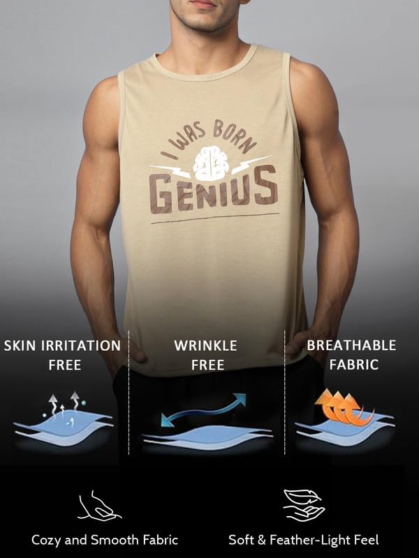 Image of CHKOKKO Sleeveless T Shirts Gym Vest for Men Workout Graphic Printed Premium Cotton Blend Tank Top for Man Running Vest Sando Gym Wear Lightweight Breathable Casual Summer Wear Boys