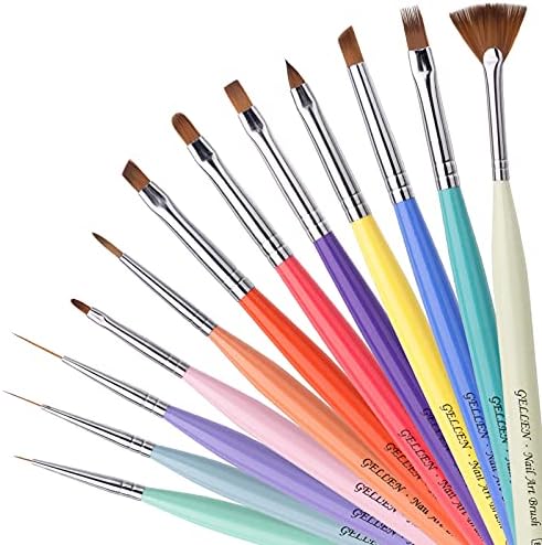 Gellen Nail Art Brushes set - 12Pcs Nail Art Design Pen Painting Tools with Nail Extension Gel Brush, Builder Gel Brush, Nail Art Liner Brush for Gel Polish Manicure Salon DIY at Home