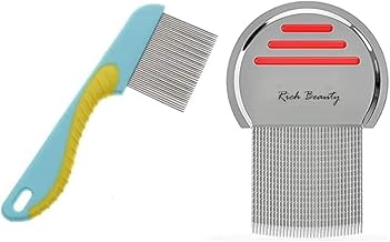 2-Piece Stainless Steel Lice Egg and Lice Comb for Men & Women | Nit Removal Comb with Long Handle lice com - (Pack of 2)
