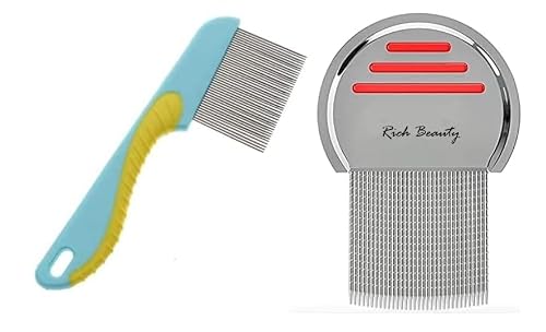 2-Piece Stainless Steel Lice Egg and Lice Comb for Men & Women | Nit Removal Comb with Long Handle lice com - (Pack of 2)