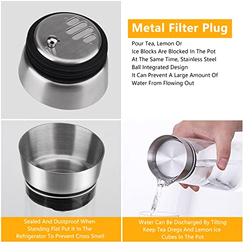 Foto von Wasserkaraffe mit Deckel,Glas-Karaffe, (1 Liter) Glaskaraffe mit Deckel und Ausgießer - Karaffe aus Glas für hausgemachte Getränke/Eistee/Milch/Kaffee/Wein