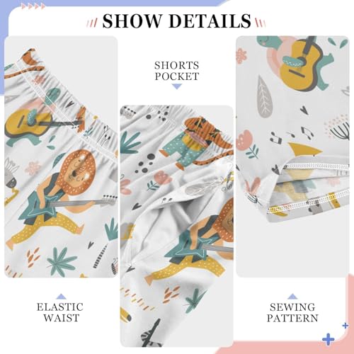 Rock Lion Hippo Boys Long Pants Soft Trousers Elastic Waist Kids Lounge Bottoms with Pockets S-XL4