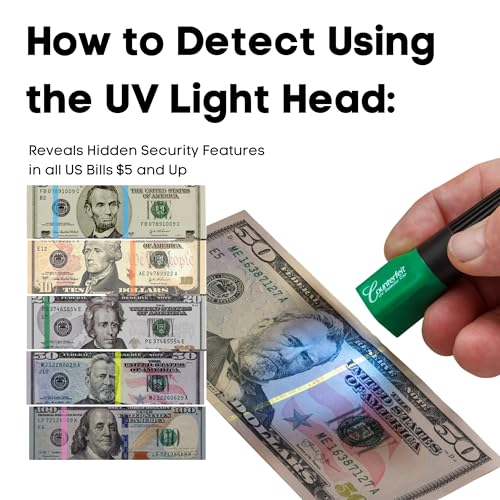Image of Dri Mark Dual Test Counterfeit Money Detector Pen, UV Light 6 Pack - Fake Money Bill Checker, Tests for Security Strips and Authentic Currency Paper, 6 UV Light /Pens