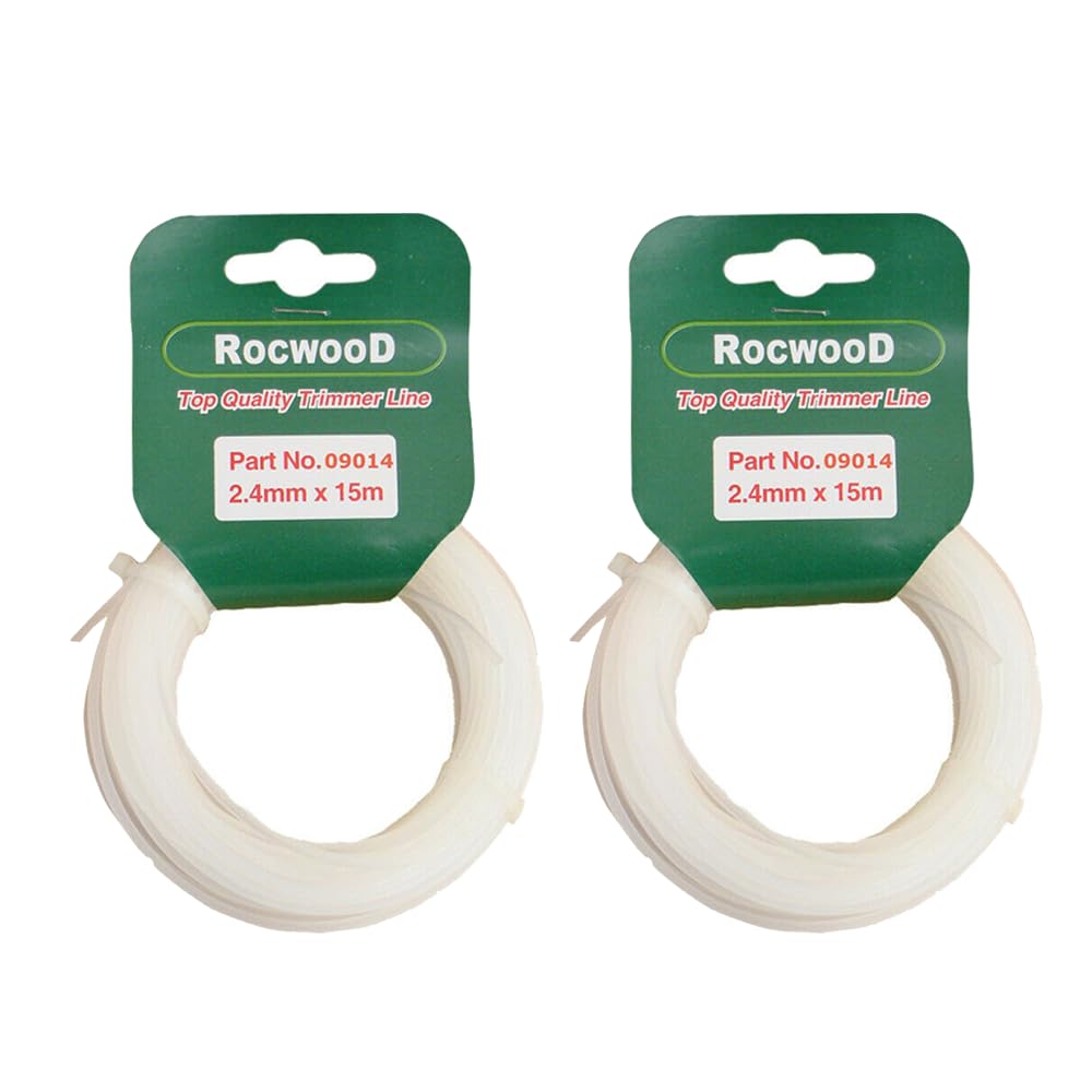 RocwooD Nylon Line Strimmer Cord 2.4 2.5mm x 15M Metres Brushcutter 2x