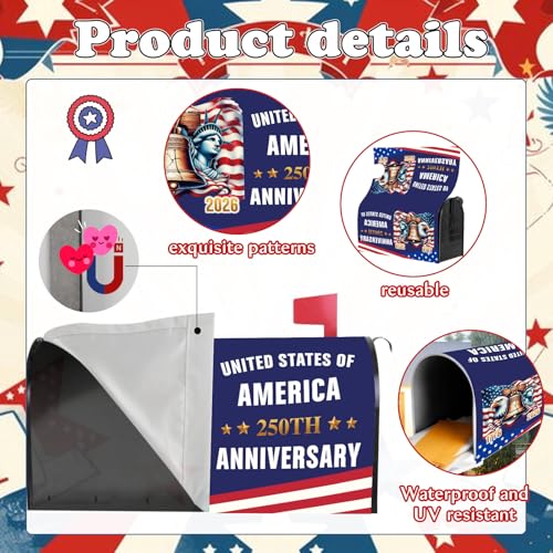 image for VISSTREE 250 Years America Magnetic Mailbox Cover, 250th Anniversary U