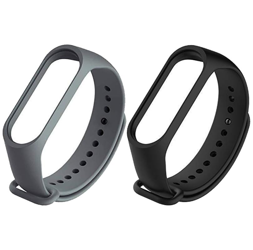 Estrenar Mi Band 3 Strap - Mi Band 4 Strap Original Soft Silicone Adjustable Replacement Wristband Straps, Belt, Bands for Xiaomi M3 & M4 Fitness Band (Black, Dark Grey - Pack of-2) (B0CZ4D6RWF) Amazon Price History, Amazon Price Tracker