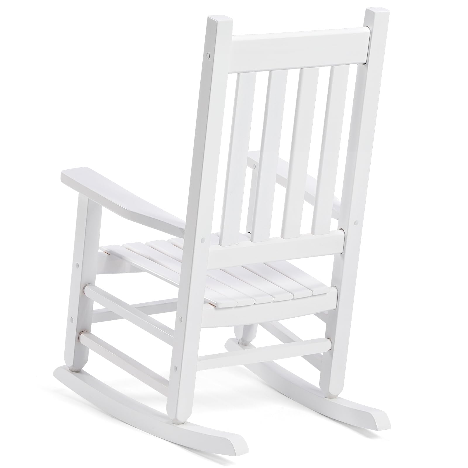 GnL Recsports Child's Wood Porch Rocker - Perfect for Indoor or Outdoor All Weather Porch Rocker for Garden,Lawn,Balcony,Backyard and Patio Porch Rocker Use - Suitable for 6-10 Years Old (White)