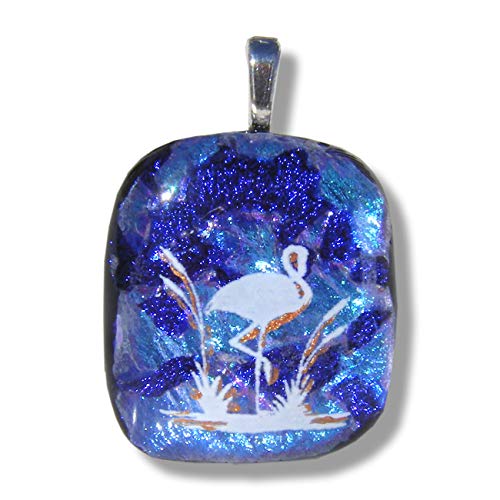 Feel Good Gold Collier Pendentif en Verre dichroïque Flamant Bijoux