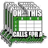 Pack 4PCS Oh This Calls for A Spreadsheet Stickers Funny Accounting Waterproof Vinyl Decals Decor Phone Water Bottle Laptop Tumbler Notebook Cars Gifts for Accountant Coworker