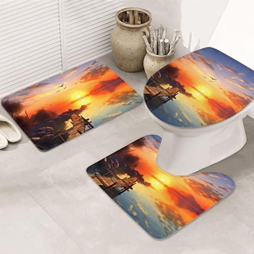 Sunset Scenery �o�X���[�����O�Z�b�g 3�_ U���^�g�C���t���A�}�b�g + �m���X���b�v�}�C�N���t�@�C�o�[�o�X�}�b�g + �g�C���W�J�o�[�}�b�g�A�\�t�g�z�����o�X���O�J�[�y�b�g �z�[���f�R���[�V����