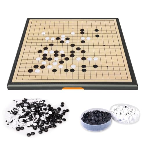 Magnetic Go Game Set, 29.5CM/11.6" Folding Board 19 x 19 Grids 261 Magnetic Pieces Checkers Portable Large Weiqi