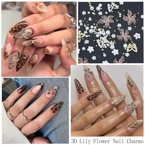 SEMATA 2 Box 3D Flower Nail Charms,Nail Gems Butterfly Heart Bow Flatback Pearl Nails Rhinestones Charms for Nails Art Jewels Design Decor(Colorful-02) — view 4