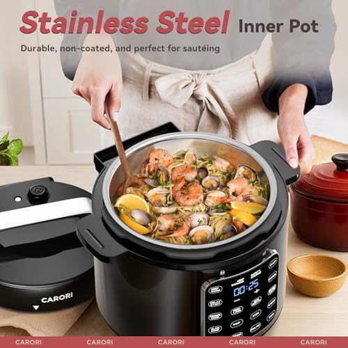 9 in 1 Elektro-Schnellkochtopf, 6 Liter, Multifunktional, programmierbar mit sichereres Lüftungsdesign, Reiskocher, Slow Cooper, Dampf, Sautieren, Heizen und Sterilisator – Bild 6