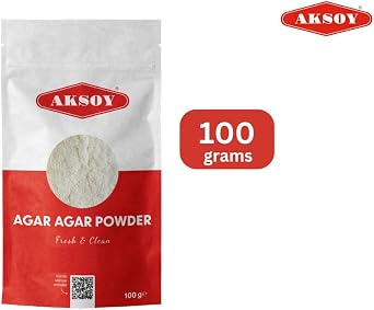 Aksoy Agar Agar Powder 100g Vegan Gelatine Replacement for Jelly & Desserts Food Grade, Non-GMO, Suitable for Vegans & Vegetarians