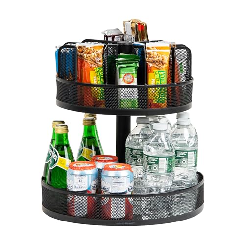 Mind Reader 2-Tier Snack Carousel, Countertop Organizer, Snack Tray, Breakroom, Kitchen, Black