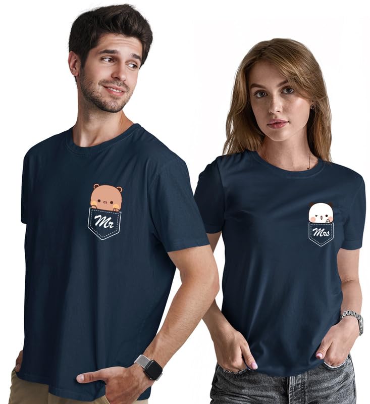 Image of INDISSH Couple Love Printed 100% Cotton Tshirt for Men and Women - CP-MRMRS