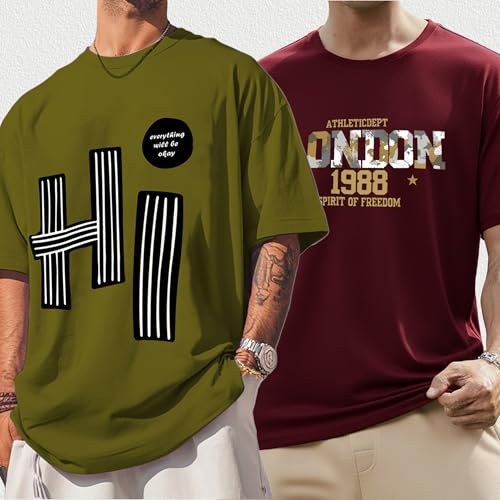 Image of AUSK Oversized T-Shirts || Printed Loose Fit Half Sleeve Tshirt for Mens