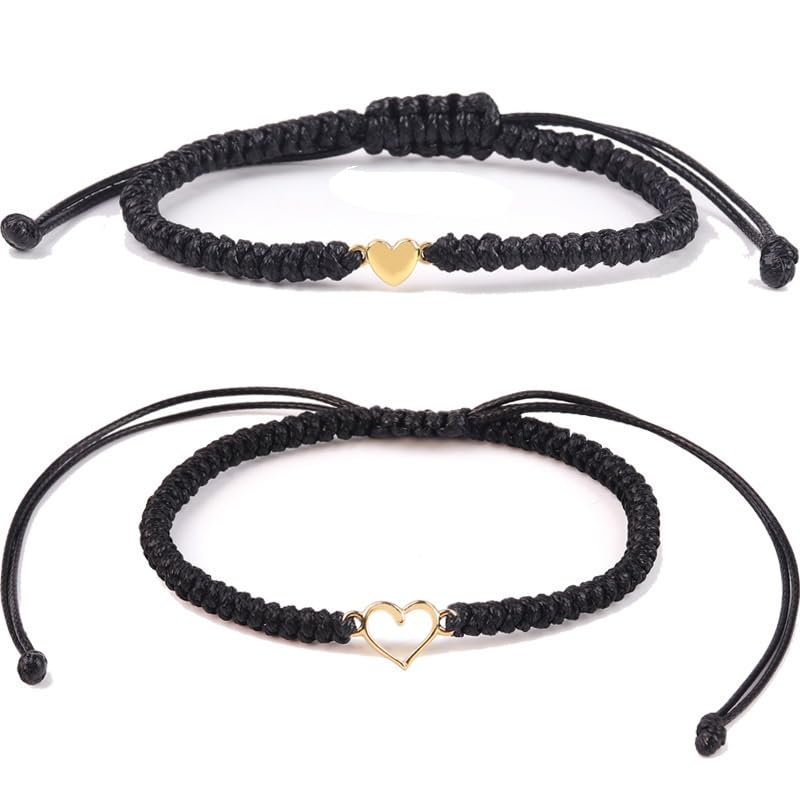 COLORFUL BLING Mother Daughter Bracelets Set for Mom from Daughter Love Heart Braided String Bracelets Mommy and Me Heart Matching Bracelets Mother's Day Gifts2