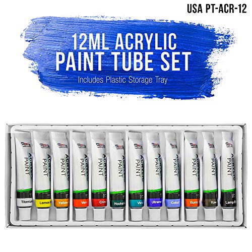 U.s. Art Supply Professional 12 Color Set Of Acrylic Paint In 12Ml Tubes - Rich Pigment Vivid Colors For Artists, Students, Beginners, Kids, Adults - Canvas, Portrait Paintings, Wood, Craft, Hobby #TOP1