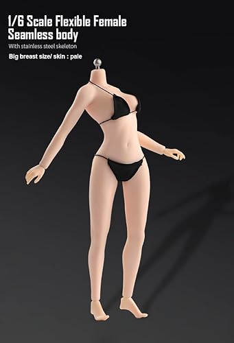Miniatura 6 de Figura miniatura de cuerpo femenino a escala 16, modelo de 12 pulgadas, piel pálida, cuerpo súper flexible, 28 articulaciones, figura de acción de