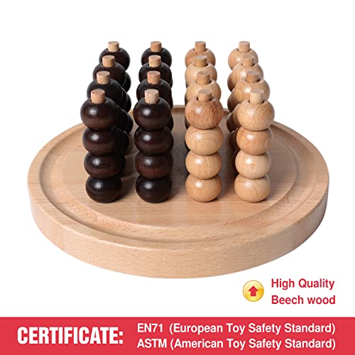 Image of GOTHINK Portable 3D Wooden Four in a Row Board Games for Adults & Kids- 4 in a Row Game Set with Birch Chess for Family Night Games Birthday & Holiday Party Toy Gifts - Challenge Your Mind