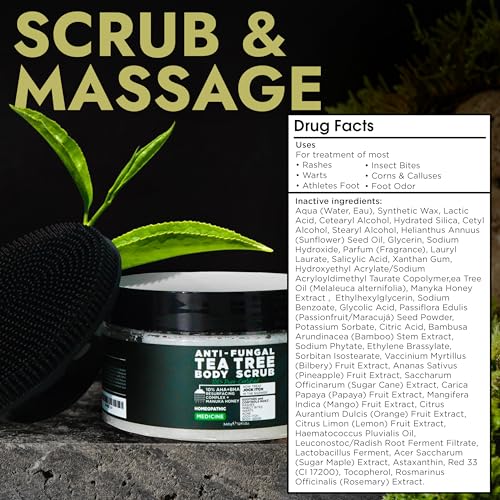 foot scrub with tea tree oil  callus remover for feet  exfoliating scrub with salicylic and glycolic acid for dead skin athletes foot warts corns rashes foot odor insect bites and foot care