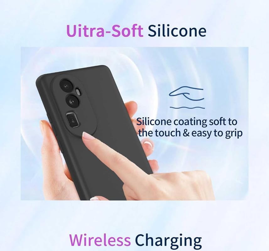 Image of BlazeTech for [ Oppo Reno 12 Pro 5G / Reno12 Pro 5G ] Liquid Silicone Back Case Cover Flexible |Inner Lining| with Camera Protection Back Cover for [ Oppo Reno 12 Pro 5G / Reno12 Pro 5G ] - Black