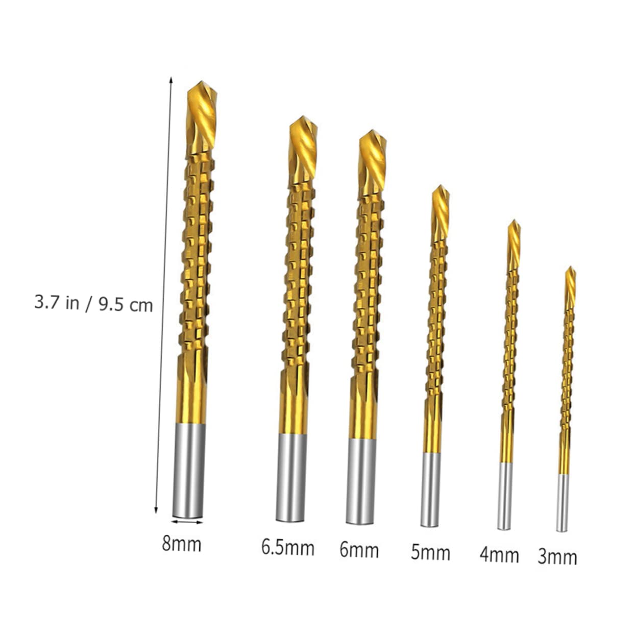 NULYLU Saw Drill Bit 6pcs Serrated Grooving Spiral Drill Bit Set High-Speed Steel Woodworking Tool