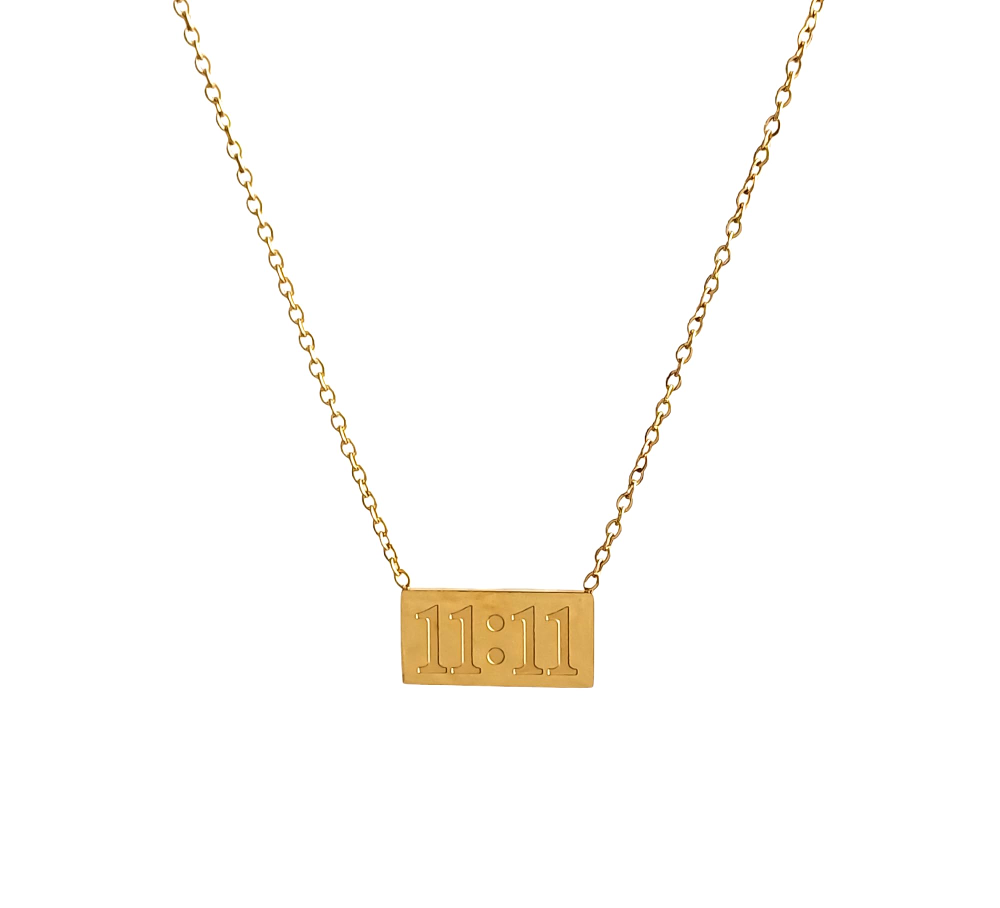 JEWILLEY Angle 11:11 Rectangular Shape Anti-Tarnish Stainless Steel Pendant Chain Necklace for Women | Eleven Eleven Womens Necklaces| Gifts for Women and Girls (B0DFV1J6XM) Amazon Price History, Amazon Price Tracker
